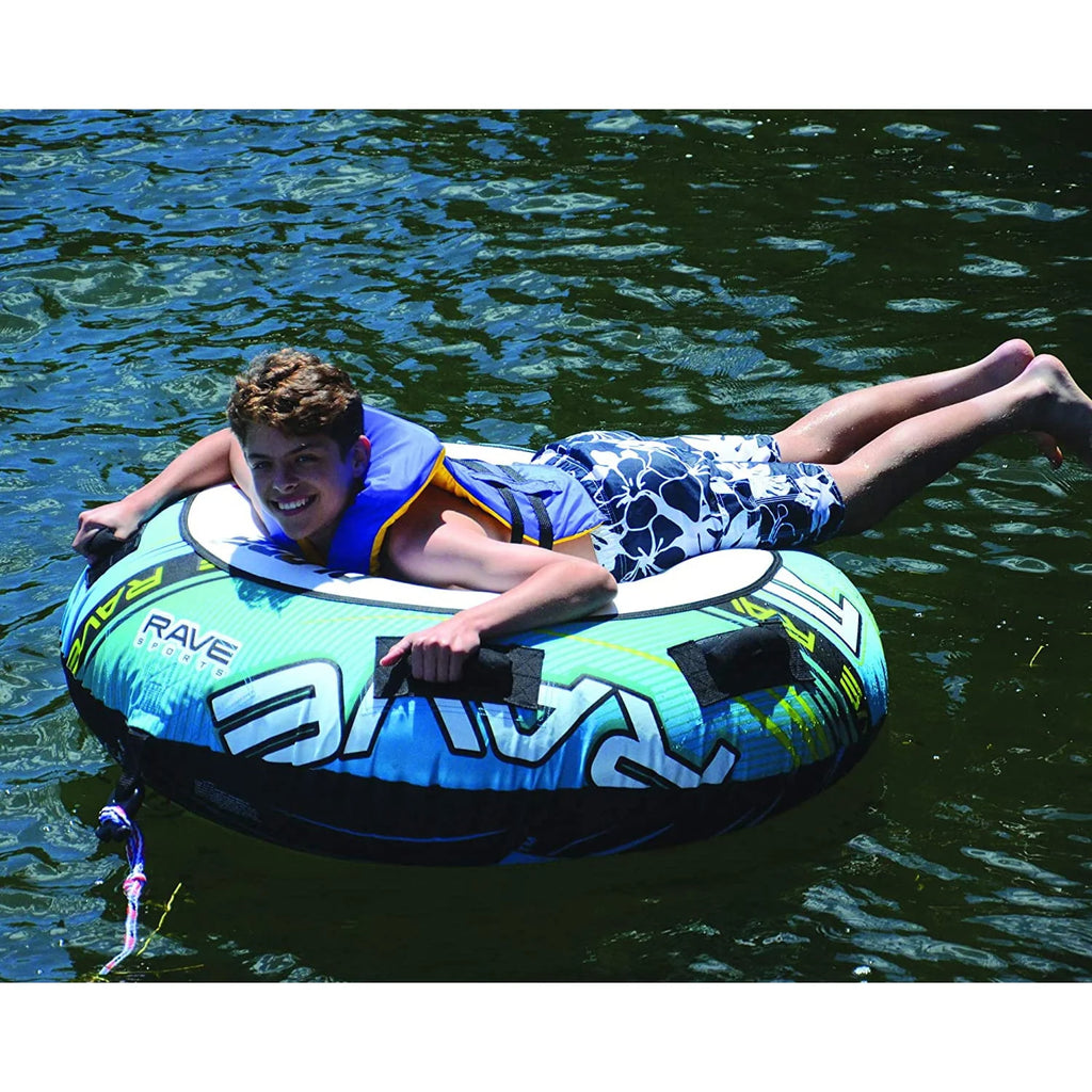 54 Inch 1 Rider Inflatable Towable Water Ski Tube with 4 Handles, Blue O6442
