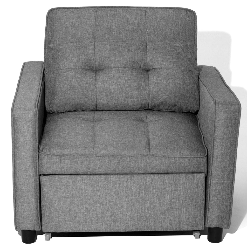 Light Grey Linen Convertible Chair Bed U9239
