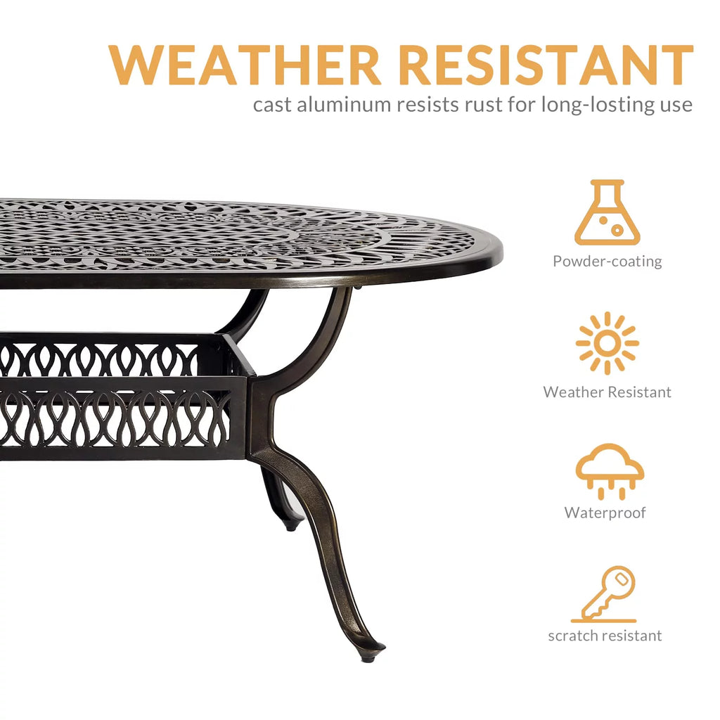 9-Piece Cast Aluminum Patio Dining Set with Umbrella Hole F4651