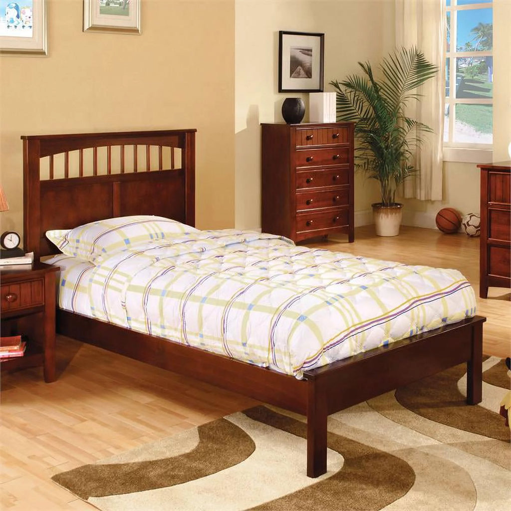 Solid Wood Twin Platform Bed in Cherry I5106