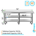96" x 30" Stainless Steel Work Table with 2 Shelves Z532