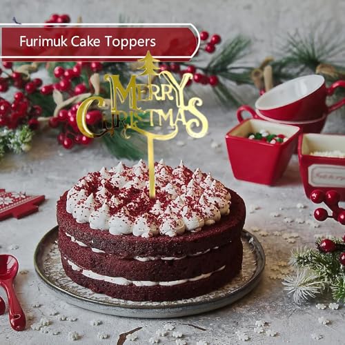 9 Pcs Gold Acrylic Christmas Cake Topper S762