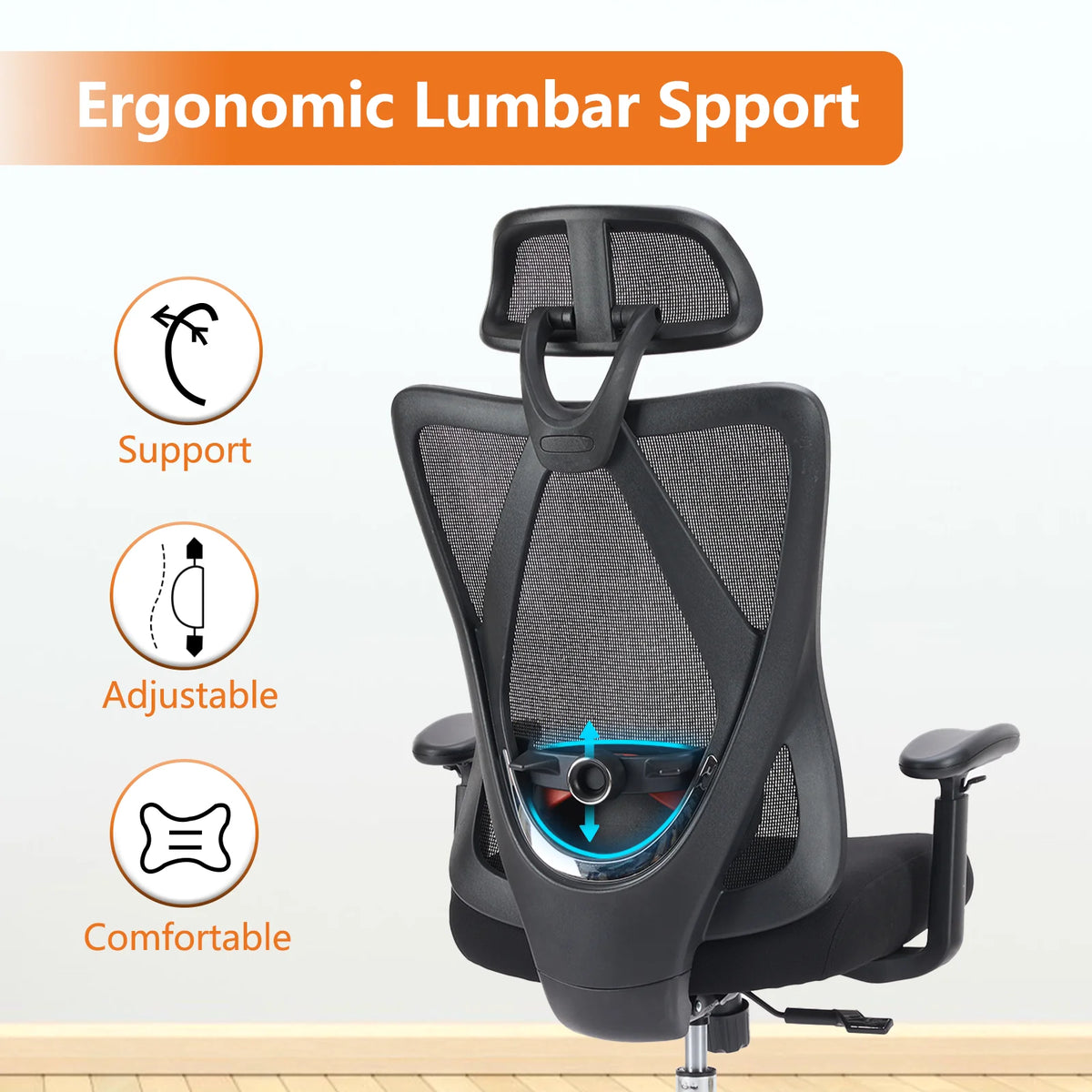 Ergonomic Office Chair with Adjustable Headrest and Lumbar Support H47230