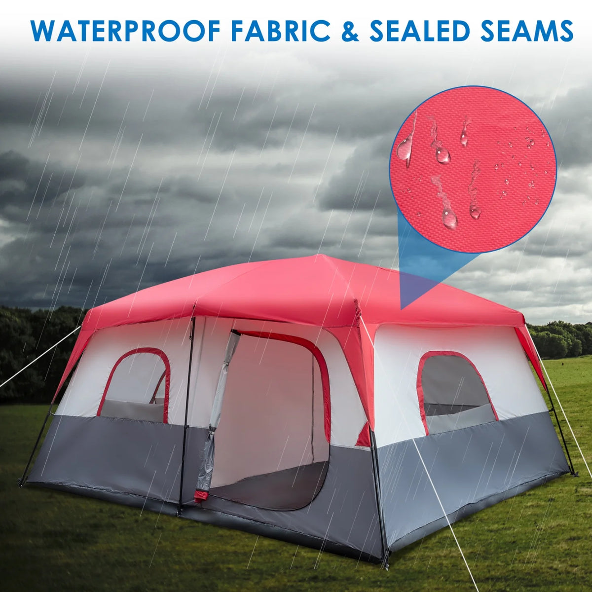 14 People Waterproof Windproof Camping Tent with 2 Doors V674