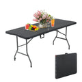 Black 6ft Plastic Folding Table with Carrying Handle K1050