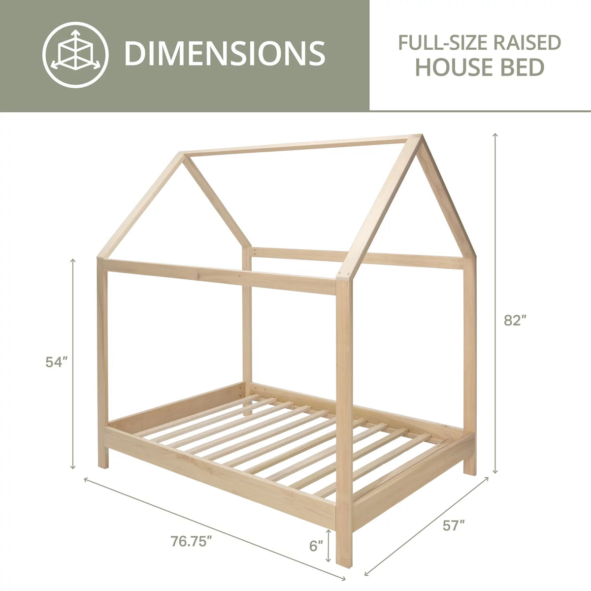 Full Size House Bed with Raised Base F9142