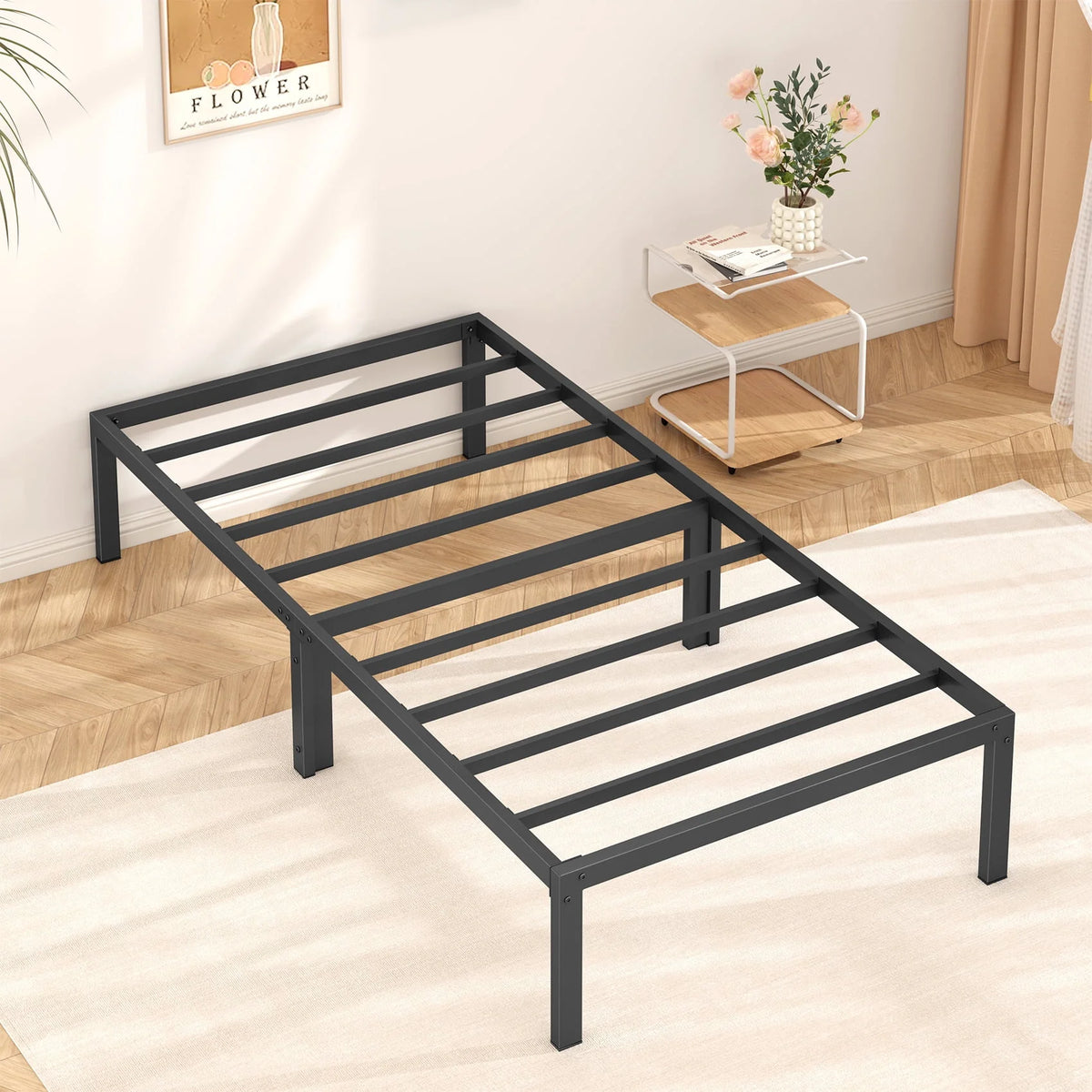 Queen Size Black Metal Platform Bed Frame N953