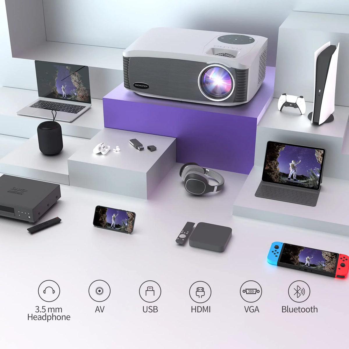 Full HD 1080P 4K Movie Projector 5G WiFi Bluetooth M61789