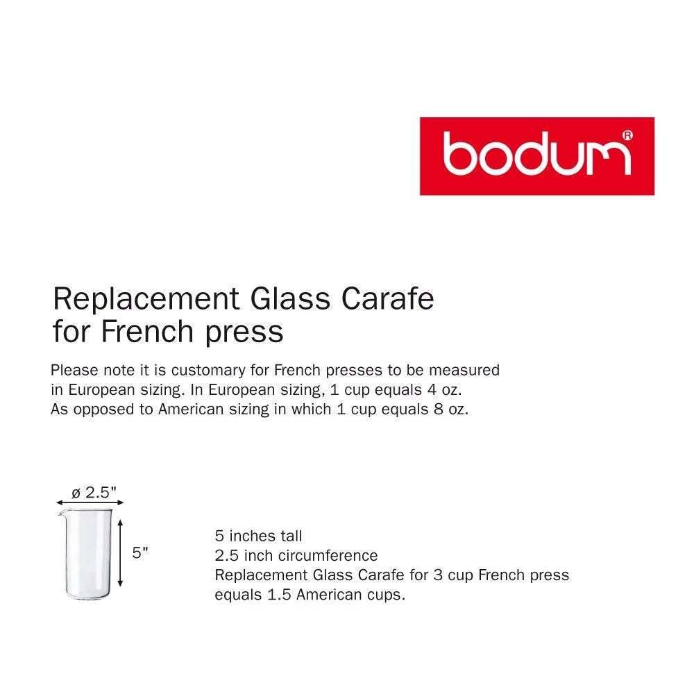 Spare Glass Carafe for French Press Coffee Maker, 12 Oz., Clear L683974