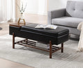 Black Leather Storage Bench with Shoe Rack F4308