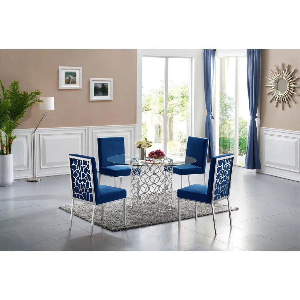 Contemporary Glass Dining Table in Chrome Y656