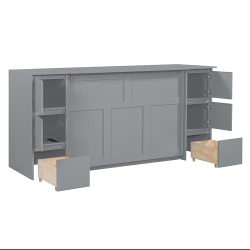 Twin Size Murphy Bed with Charging Station and Storage Drawers N21833
