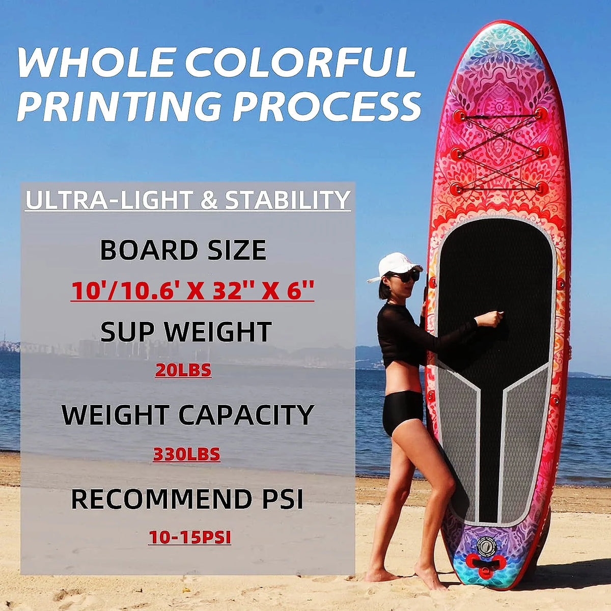 10ft Inflatable Stand up Paddle Board with Backpack Q911