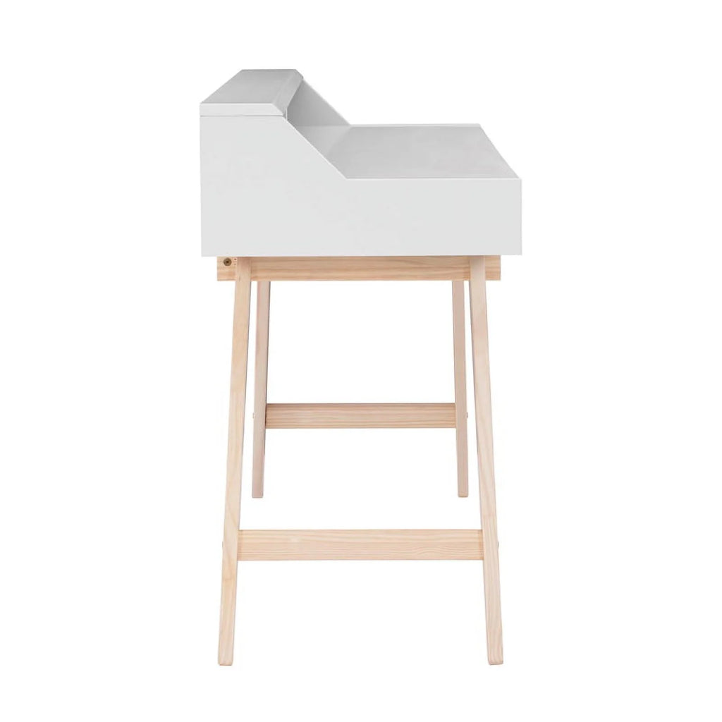 Modern Wood Two Drawer Desk in White Q408