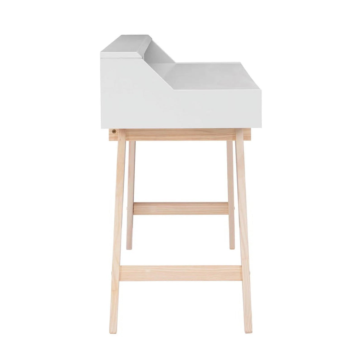 Modern Wood Two Drawer Desk in White Q408