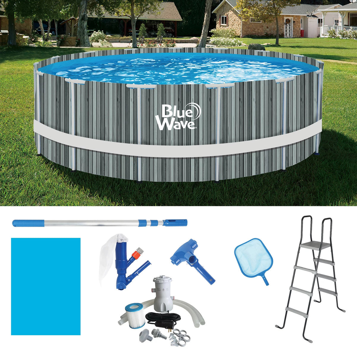 15-ft Round 48-in Deep Above Ground Swimming Pool with Cover I15114