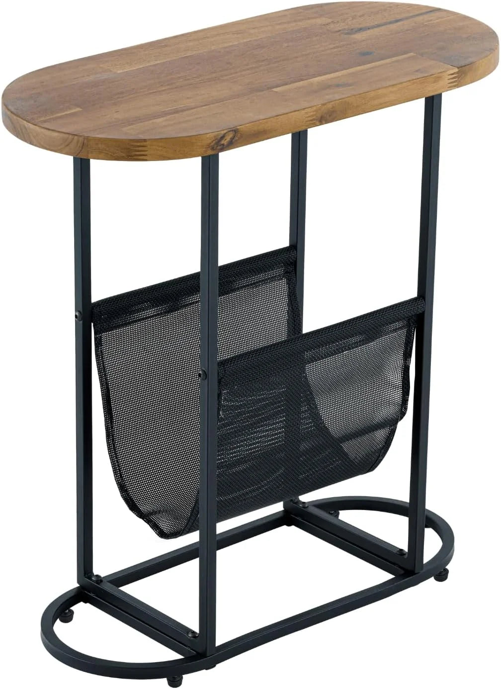 Acacia Wood Oval End Table with Metal Frame Z5323