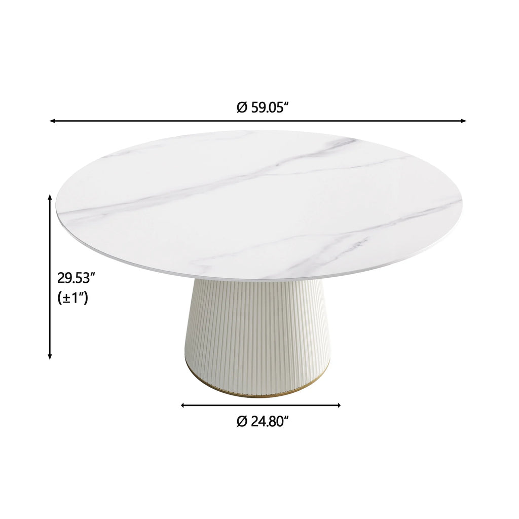 White Artificial Stone Round Dining Table U65853