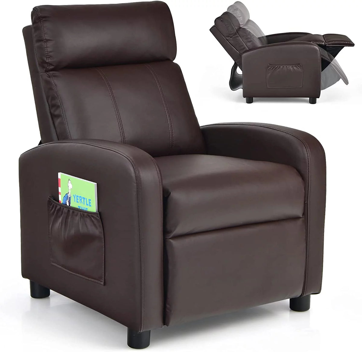 Adjustable PU Leather Kids Recliner with Footrest Y35183