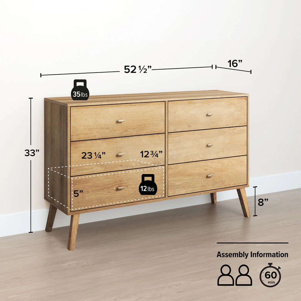 6 Drawer Wooden Dresser N7185