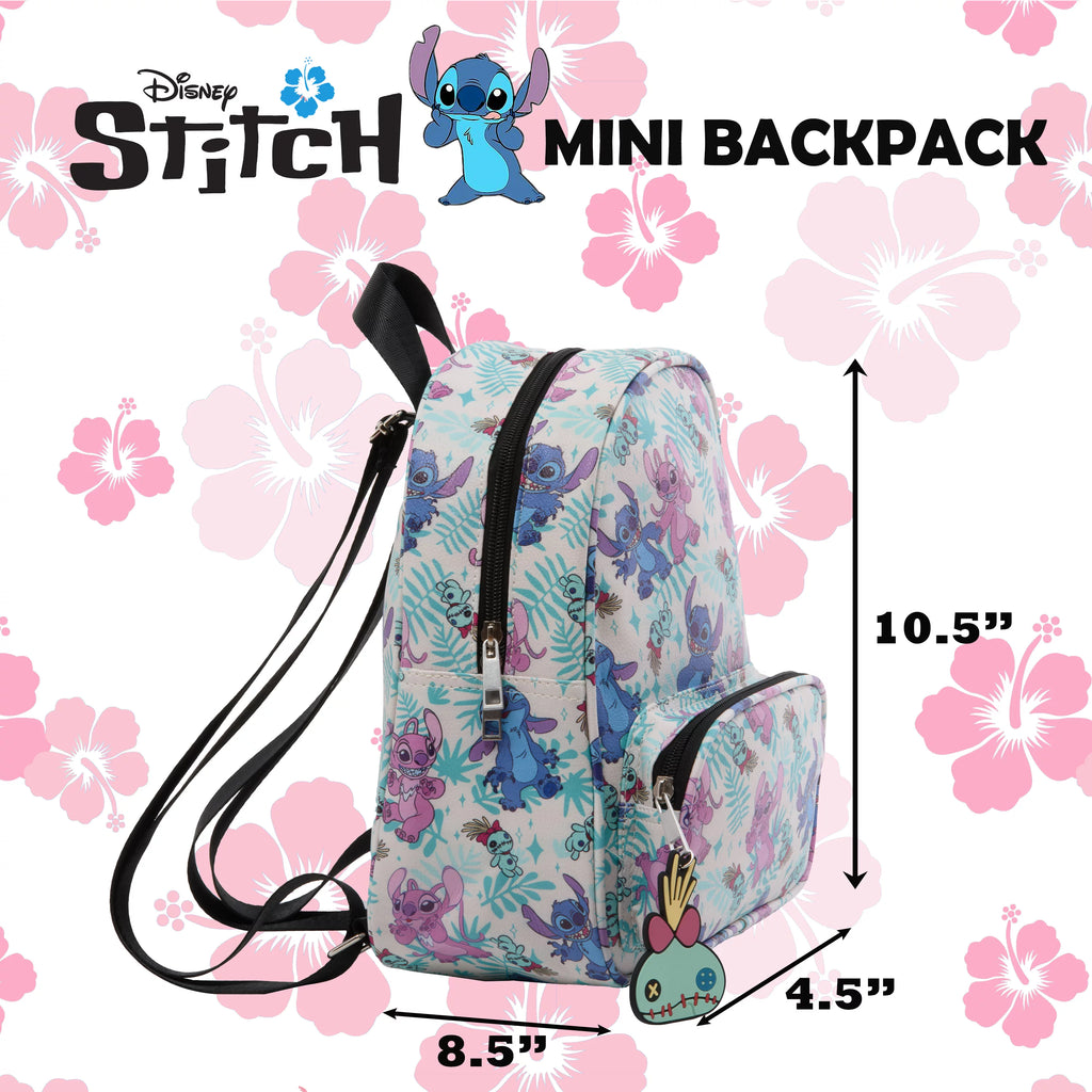 Mini Backpack with Allover Print & Molded Dangle, 10.5 Inches, Adjustable Straps, Faux Leather Y50243
