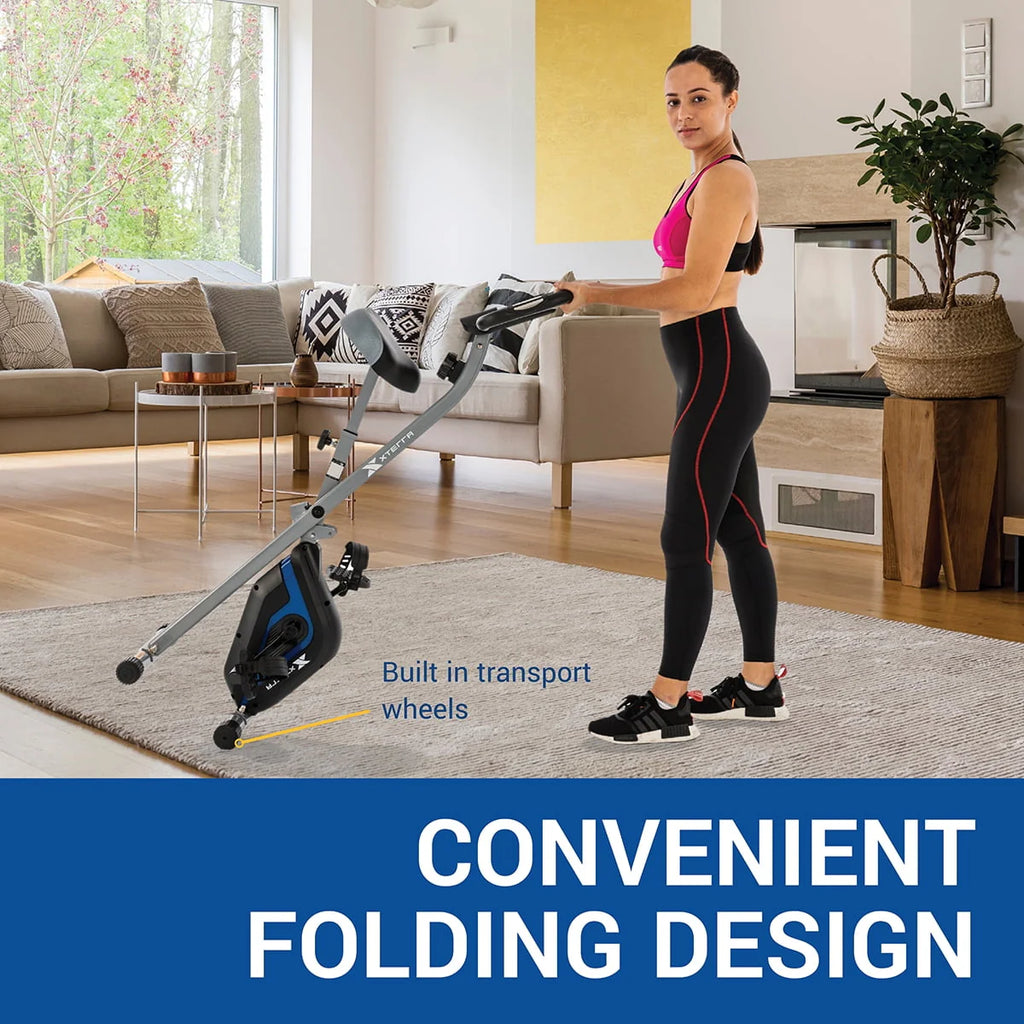 Compact Folding Stationary Bike with Padded Seat O70088