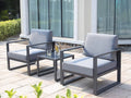 3 Pcs Aluminum Frame Patio Chairs Conversation Set with Coffee Table, Gray A9996
