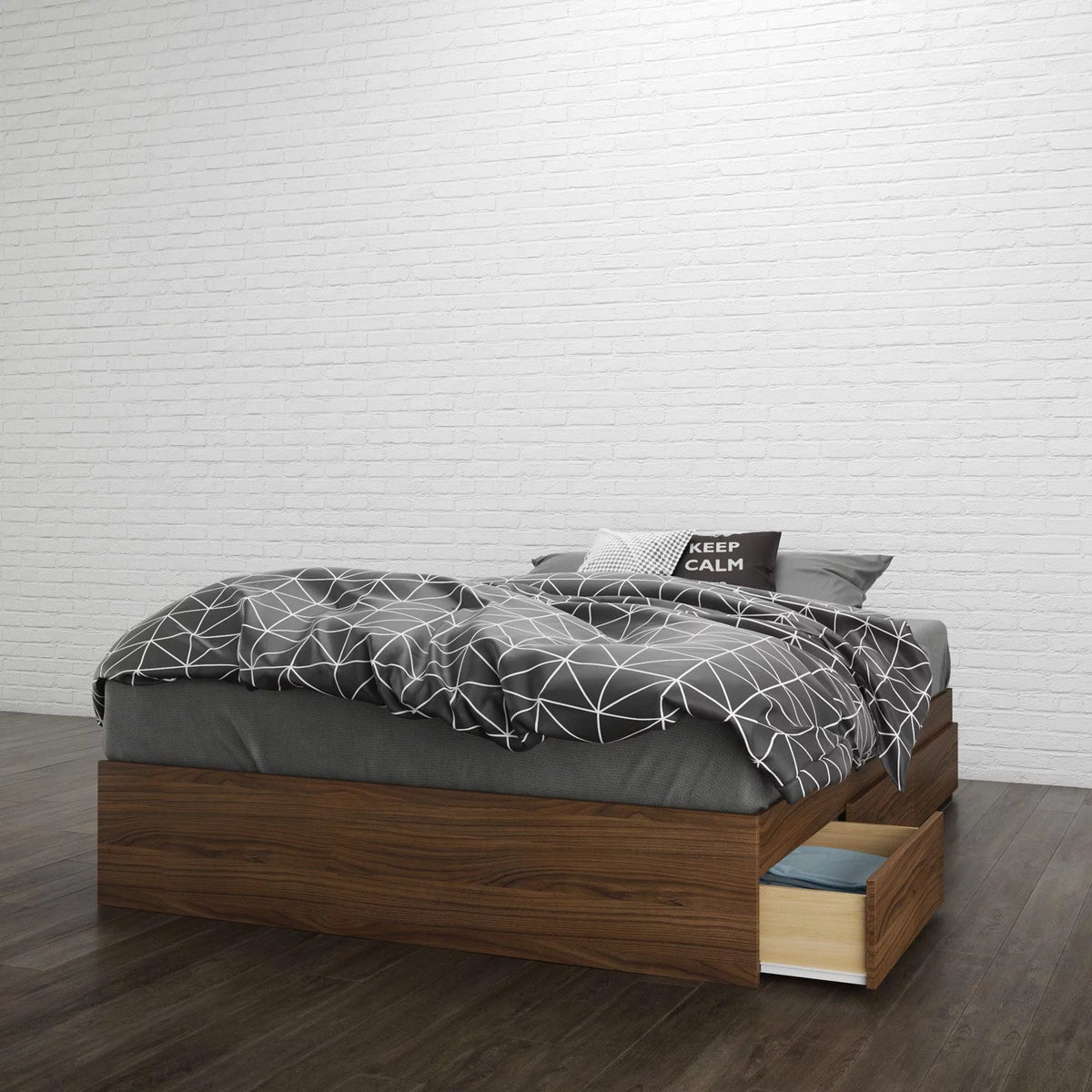 Twin Size Storage Wood Bed Frame with 3 Drawers G3753
