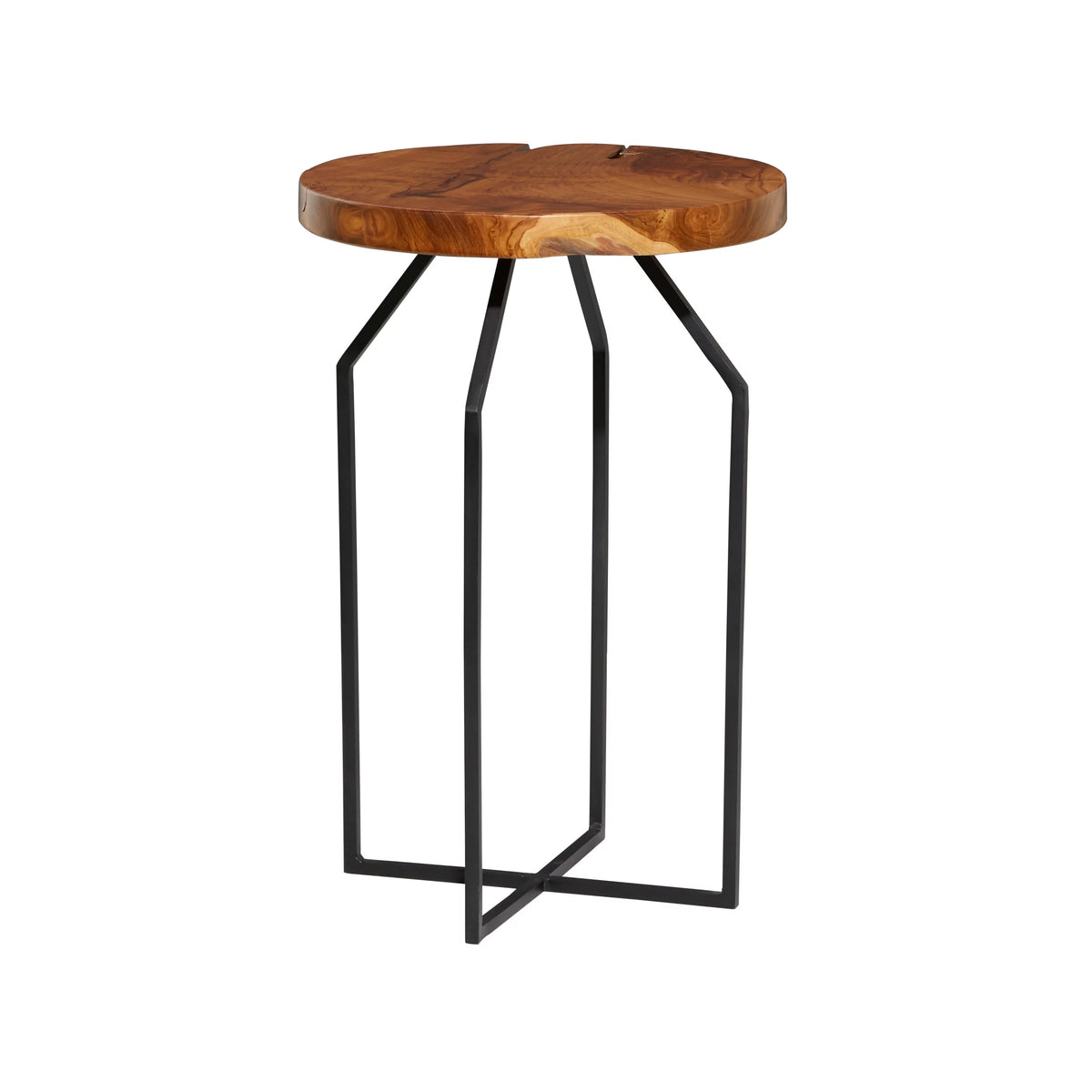 16" x 24" Brown Teak Wood Live Edge Accent Table S5993