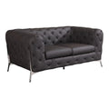 Modern Brown Italian Leather Loveseat R897