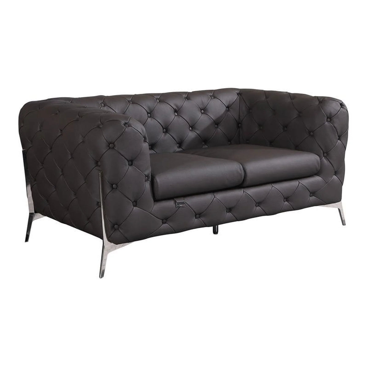 Modern Brown Italian Leather Loveseat R897