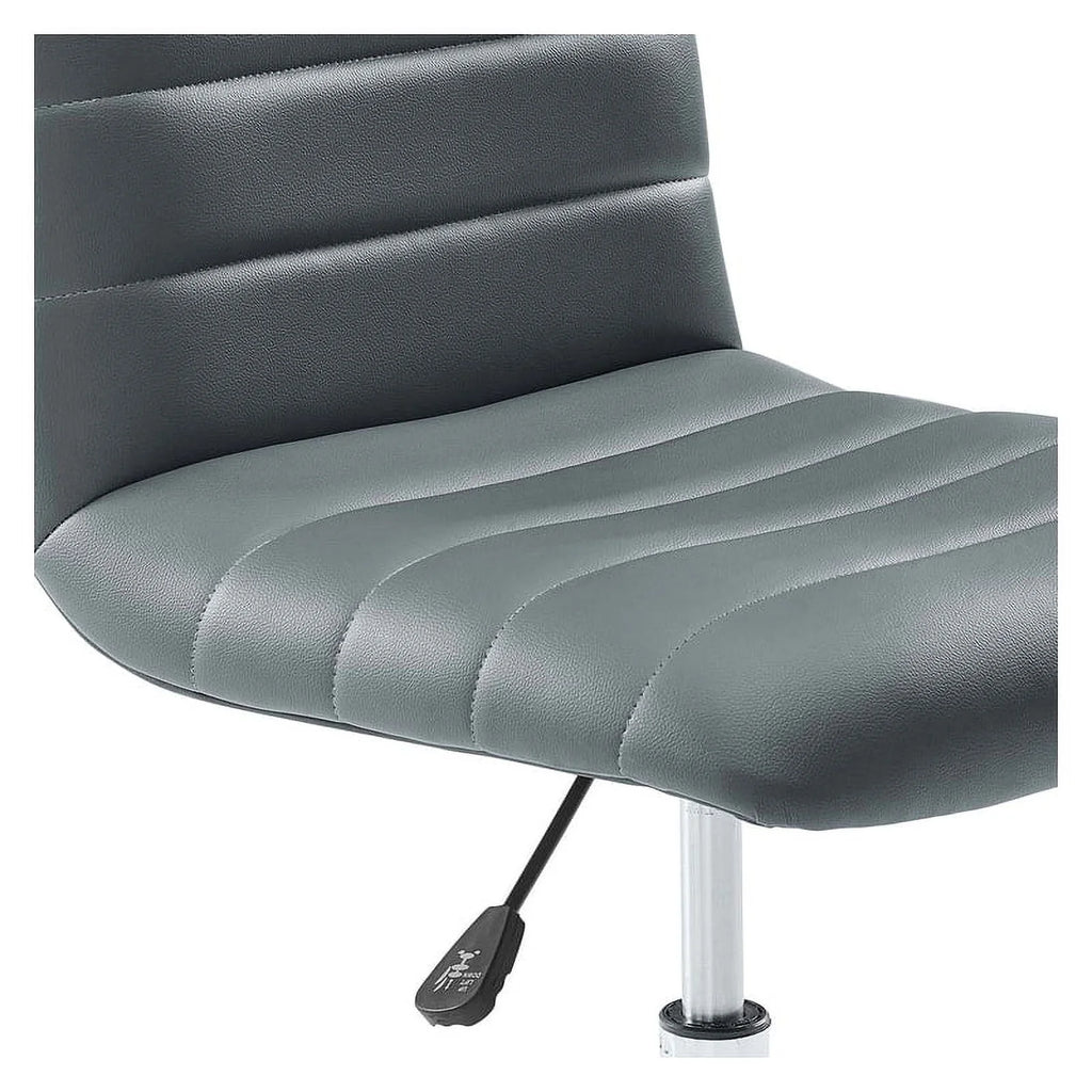 Gray Vinyl Nylon Mid-Back Armless Swivel Office Chair T2051
