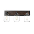 3-Light Matte Black Vanity Light with Clear Glass Shades T47561
