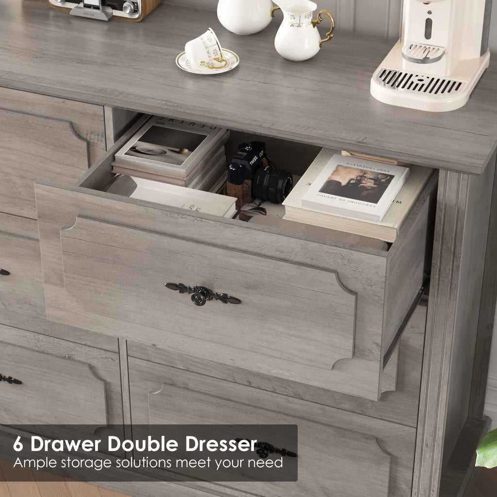 White 6 Drawer Wood Dresser Q99161