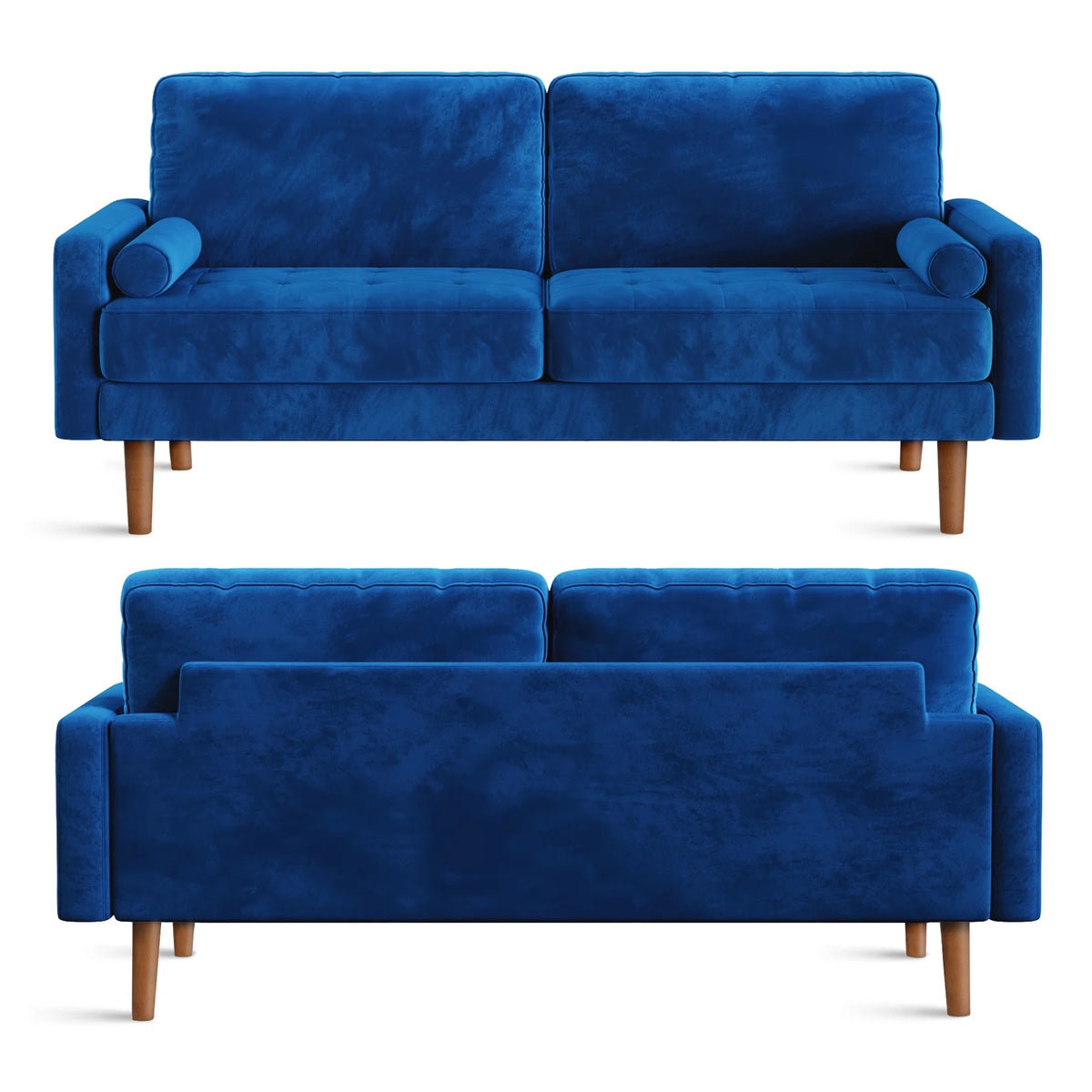 Blue Velvet Rolled Arm Sofa I57592