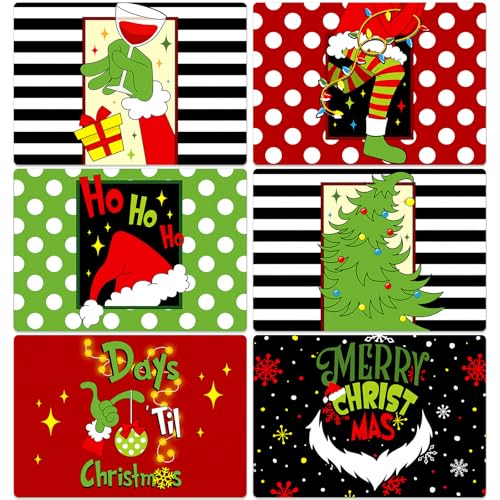Pink Plastic Christmas Placemats Set of 6 U3171