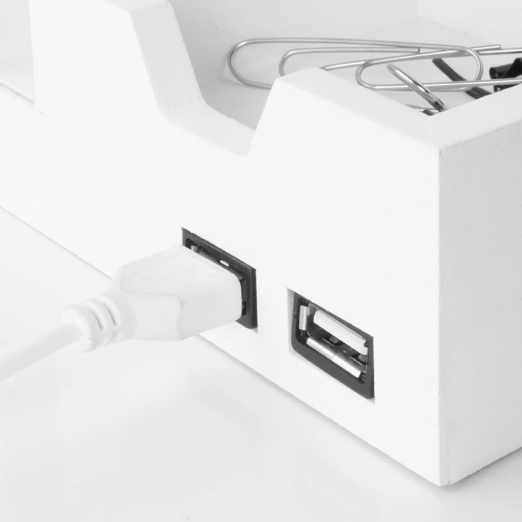 White USB Desk Organizer Storage Rack B8633