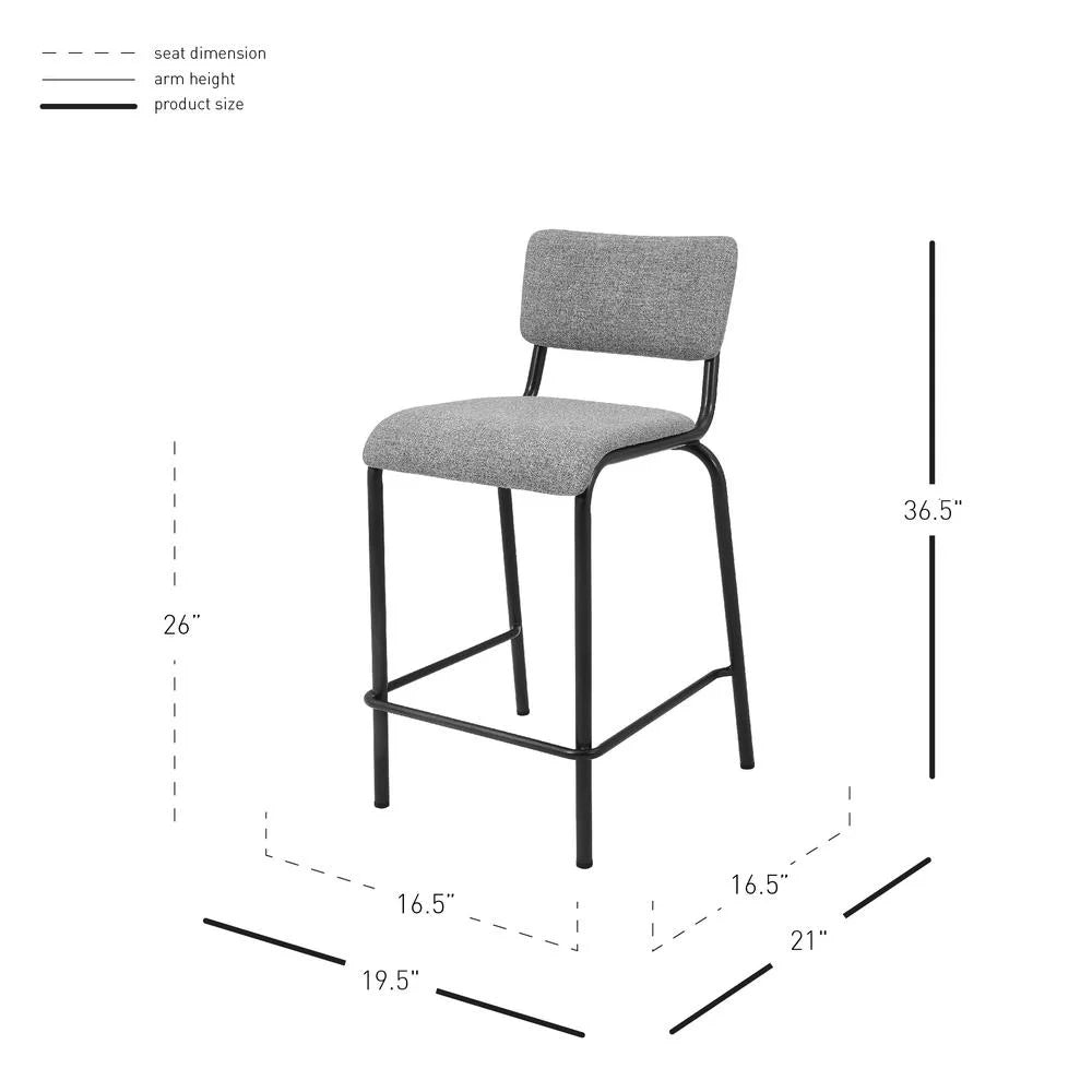 26" Gray Fabric Counter Stool Set of 4 M60158