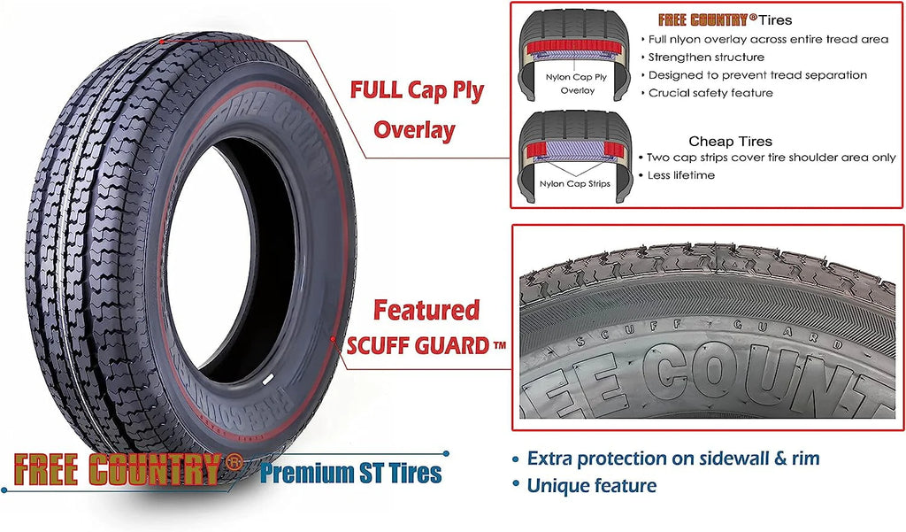 Set 2 Trailer Tires ST175/80R13 8 Ply Load Range D A60093
