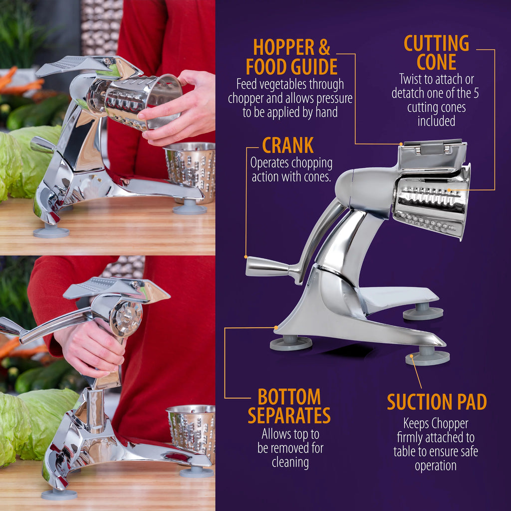 Heavy Duty Vegetable Chopper & Food Processor with Stainless Steel Shredders V739