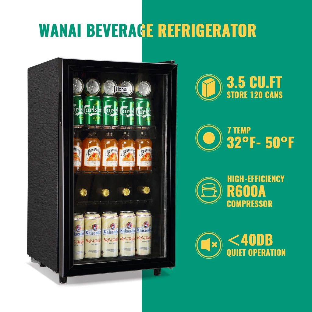 125 Can 3.5 Cu.ft Glass Door Beverage Cooler Refrigerator K44810