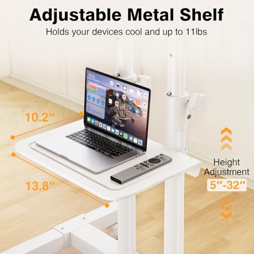 Mobile TV Stand Rolling TV Cart with Mount on Lockable Wheels Height Adjustable for 32-83 Inch Flat Screen or Curved TVs S76403