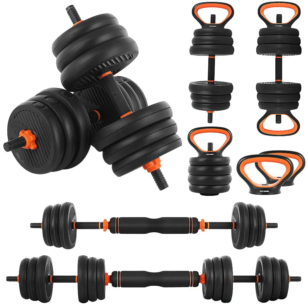 55lb Adjustable Dumbbell, Barbell, and Kettlebell Set H41362