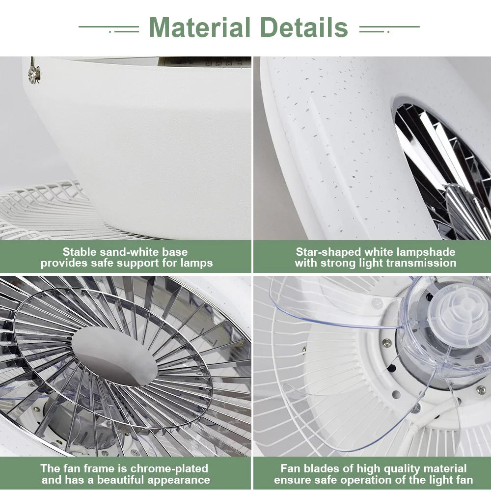 White Flush Mount Ceiling Fan with Light and Remote L34784