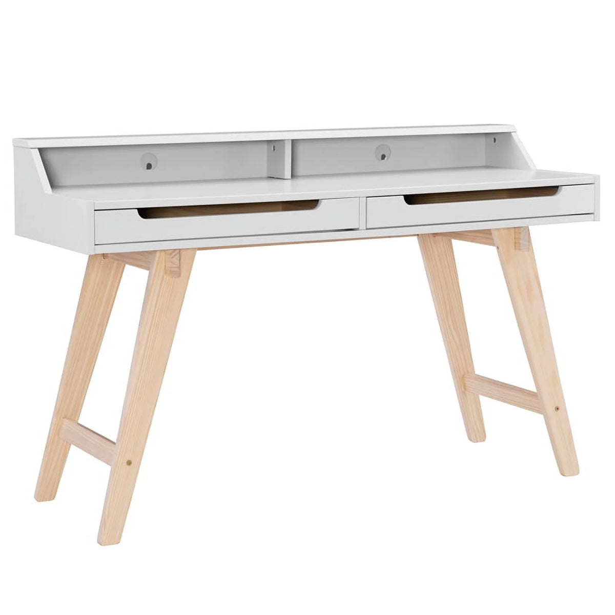 Modern Wood Two Drawer Desk in White Q408