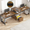 Brown Computer Desk with File Drawer and USB Port U35318