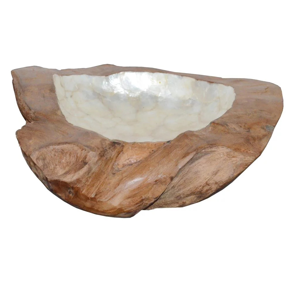 3" Shell and Teak Decorative Bowl B92170