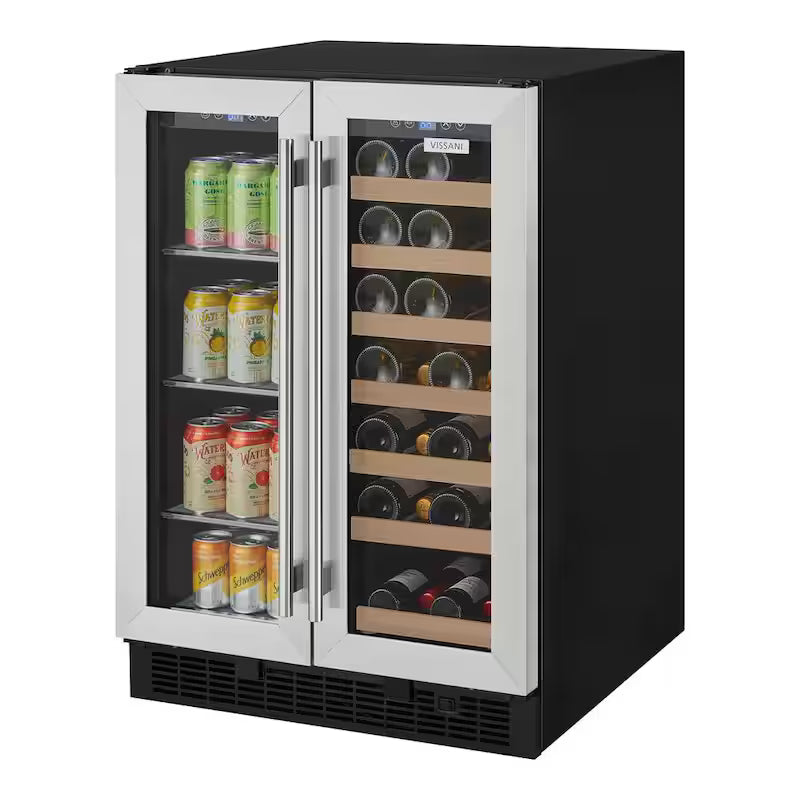 24 in. Built-in 27-Bottle Wine and 60-Can Beverage Cooler in Stainless Steel R875713