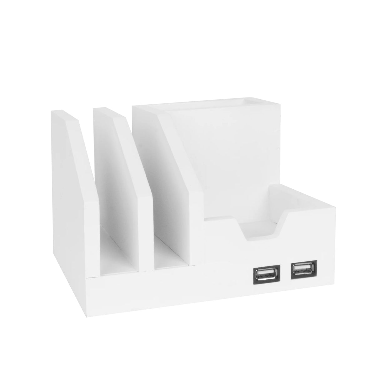 White USB Desk Organizer Storage Rack B8633