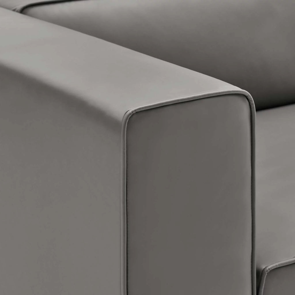 Gray Vegan Leather 3-Piece Sectional Sofa O194201